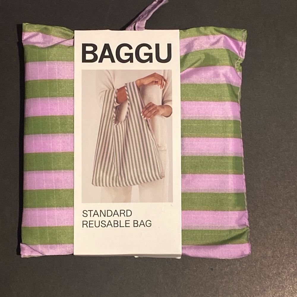 NWT BAGGU AVOCADO CANDY STRIPE Standard Size Reusable Bag